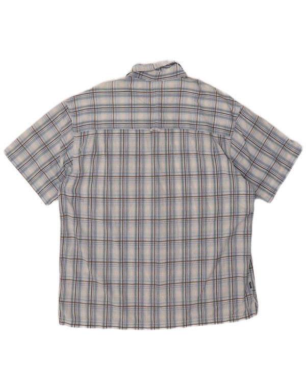 Camisa masculina de manga curta Mountain Warehouse XL azul xadrez de algodão