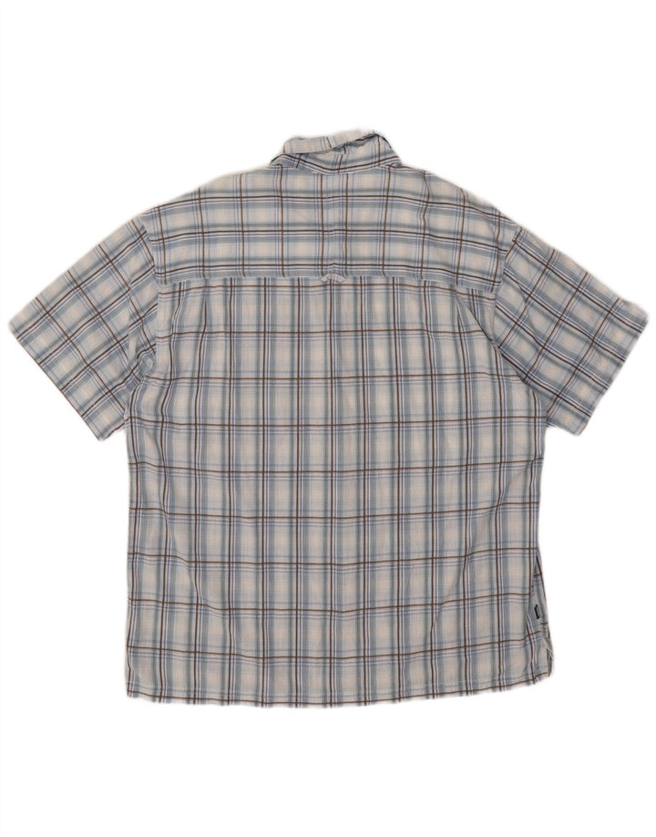 Camisa masculina de manga curta Mountain Warehouse XL azul xadrez de algodão