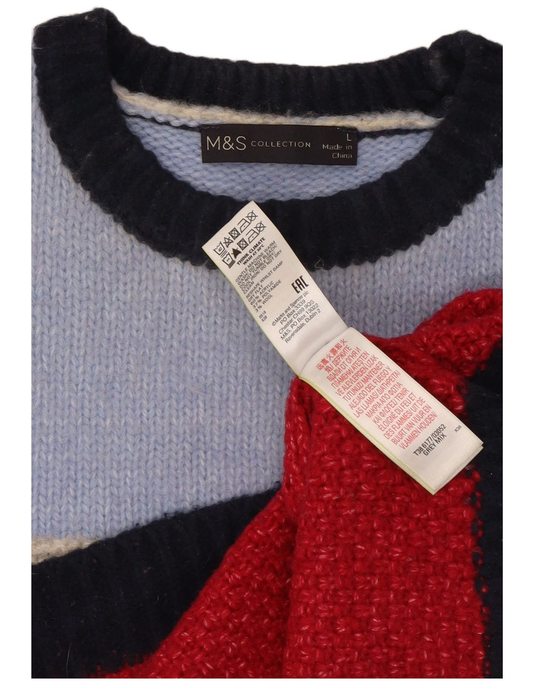 Suéter feminino Marks & Spencer com gola redonda Reino Unido 16 grande multicolorido