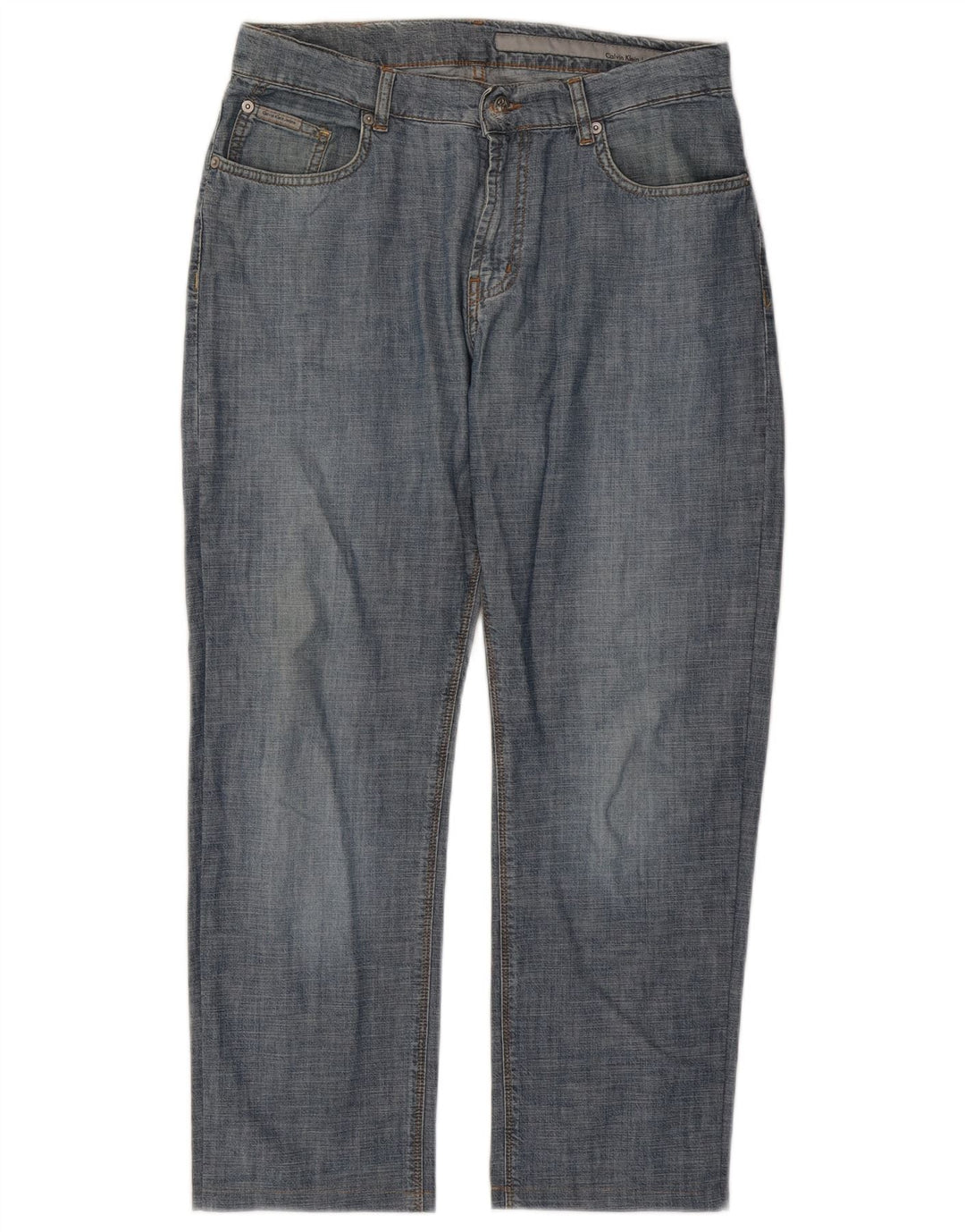 Calça jeans reta feminina Calvin Klein W32 L27 algodão azul
