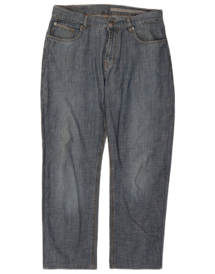 Calça jeans reta feminina Calvin Klein W32 L27 algodão azul