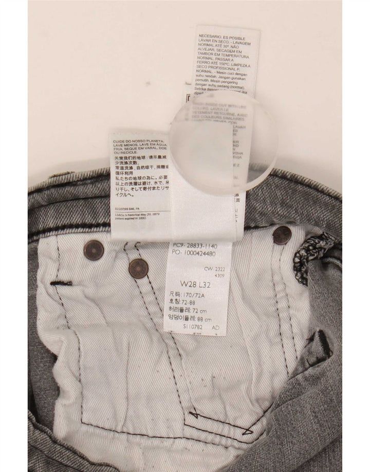 Levi's Mens Slim Jeans W28 L32 Cinza Algodão