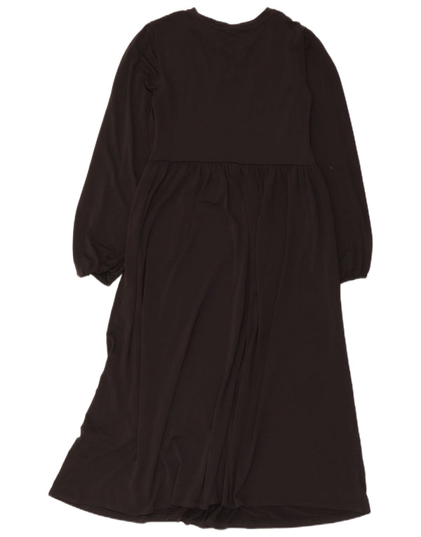 Vestido maxi feminino de manga comprida Zara UK 12 médio preto