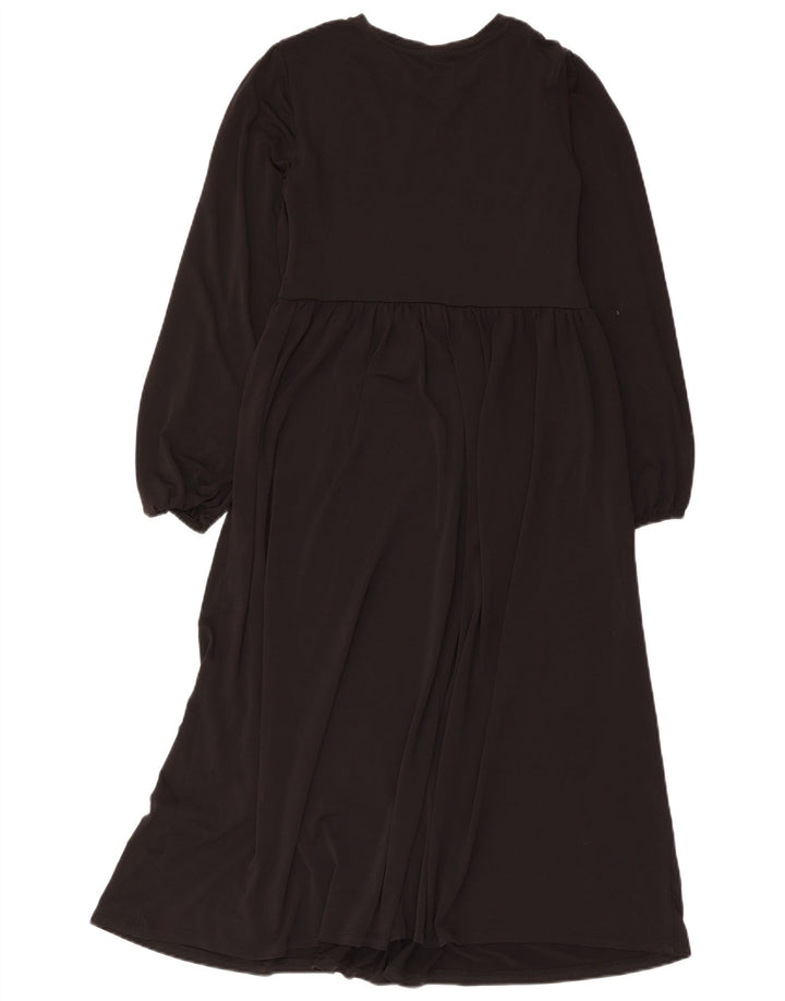 Vestido maxi feminino de manga comprida Zara UK 12 médio preto