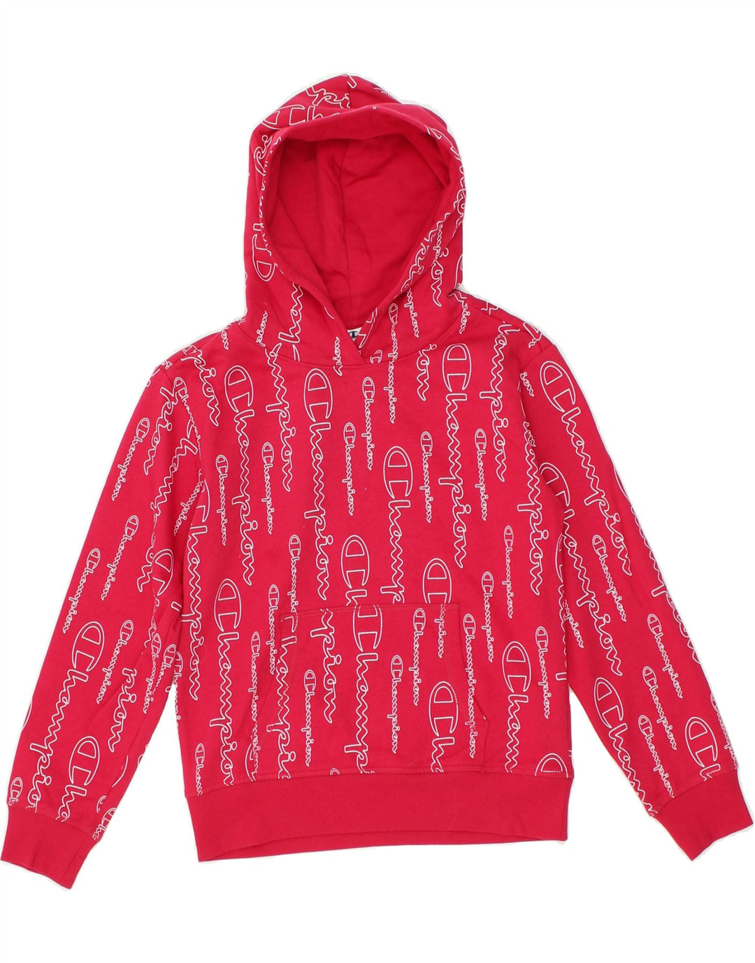 CHAMPION Girls Graphic Hoodie Jumper 9-10 Years Medium Pink Cotton | Vintage Champion | Thrift | Second-Hand Champion | Used Clothing | Messina Hembry 