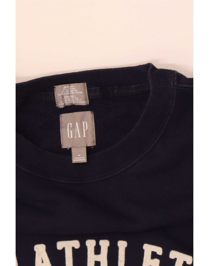 Gap moletom gráfico masculino jumper médio azul marinho algodão