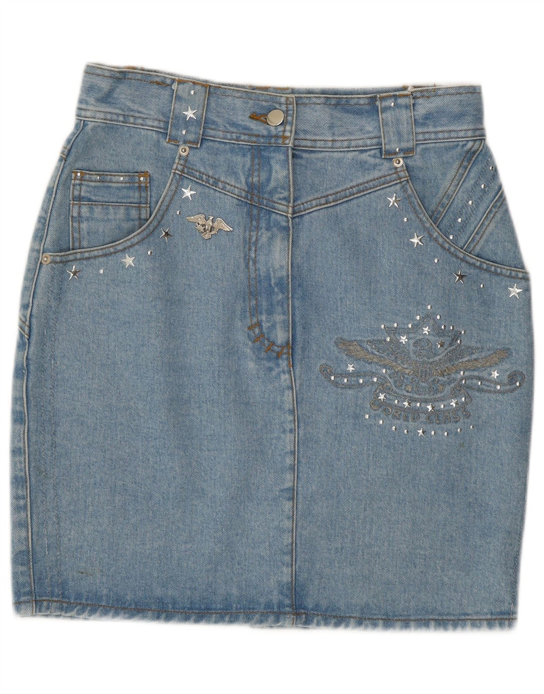 Saia jeans feminina JINGLERS W28 azul médio