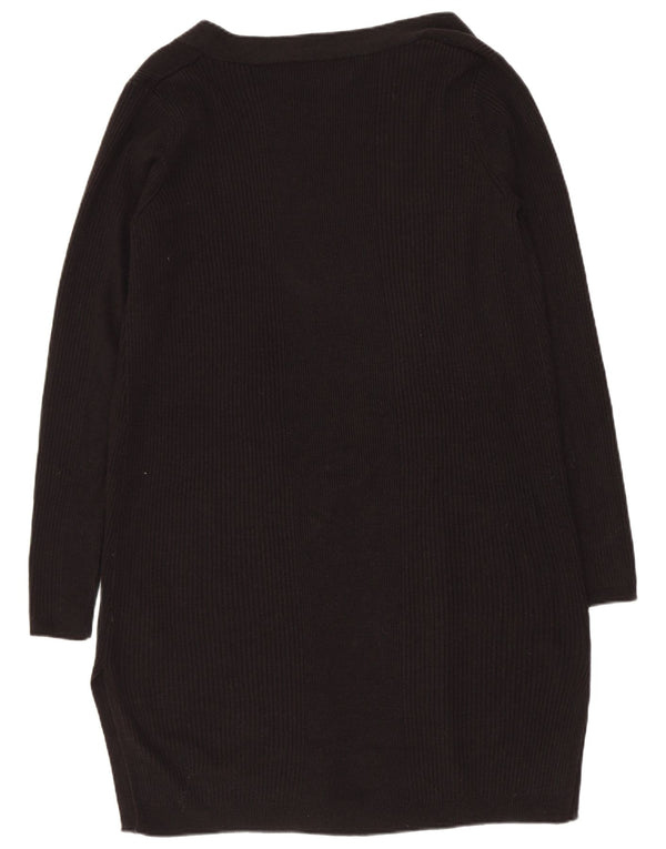 Marks & Spencer Suéter feminino Longline Open Cardigan Reino Unido 10 Pequeno Preto
