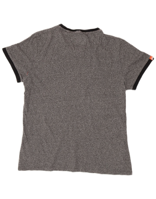 Camiseta masculina Superdry Top XL algodão manchado cinza