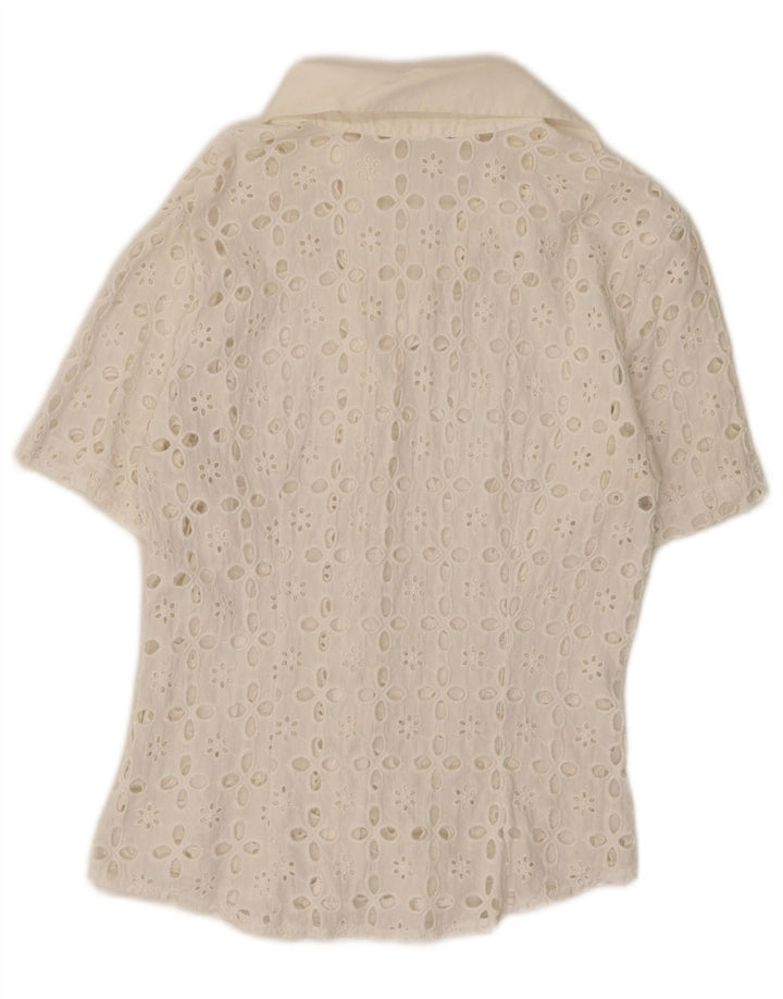 Camisa feminina de manga curta Naracamicie UK 12 médio branco floral
