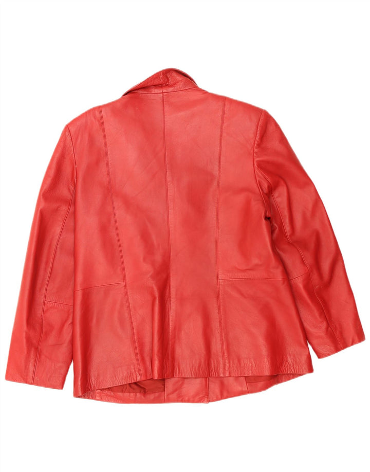Jaqueta blazer de couro feminina vintage com 3 botões IT 46 couro vermelho grande