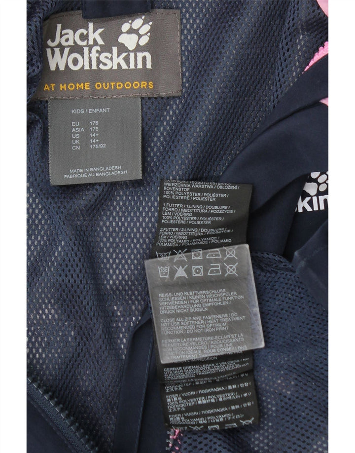 Jaqueta de chuva com capuz para meninas Jack Wolfskin 14-15 anos azul marinho poliéster