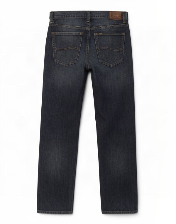 Lee Mens Ripley Straight Jeans W33 L34 Azul Marinho Algodão