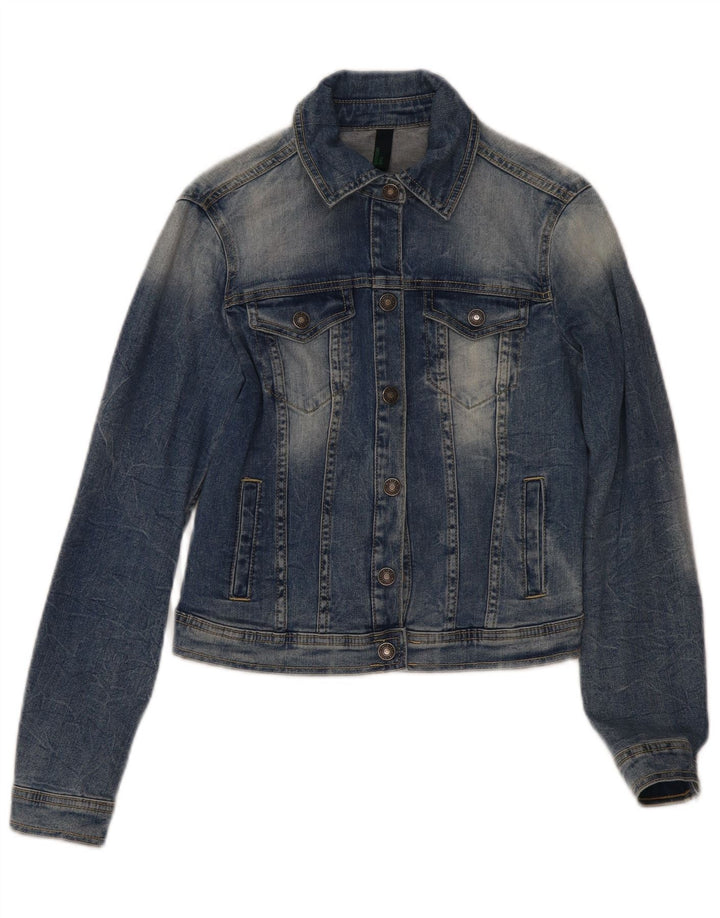 Jaqueta jeans feminina Benetton UK 10 algodão azul pequeno