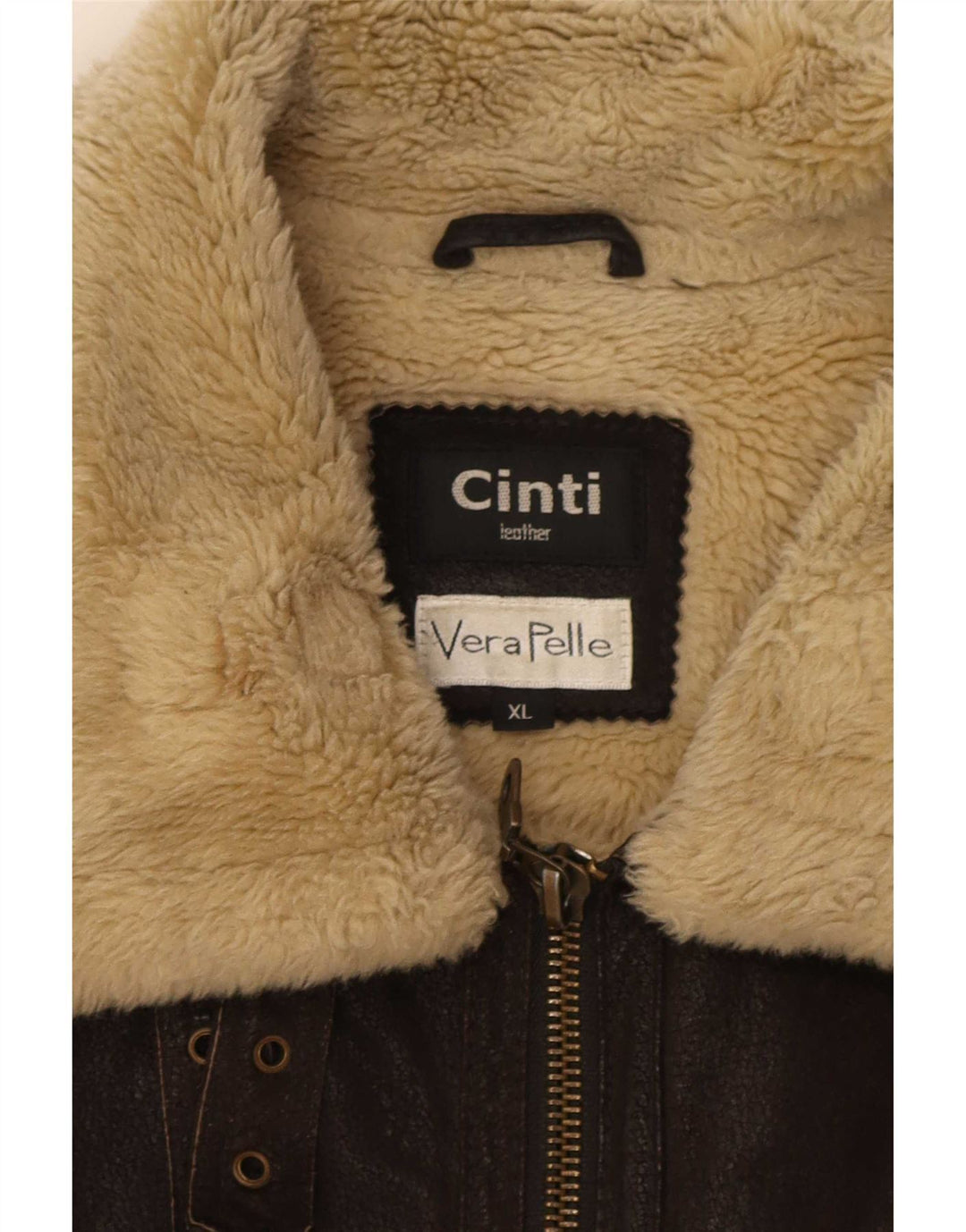 Jaqueta de couro Sherpa masculina CINTI Reino Unido 42 XL marrom