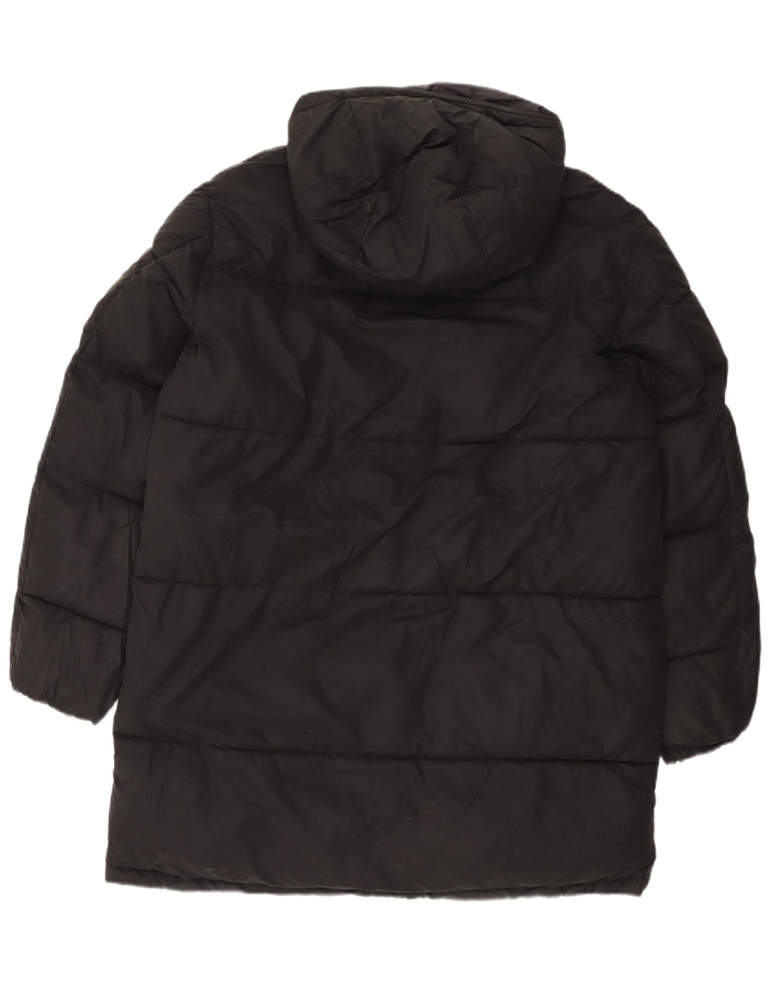 Casaco acolchoado com capuz masculino Zara UK 40 grande poliéster preto