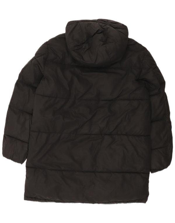 Casaco acolchoado com capuz masculino Zara UK 40 grande poliéster preto