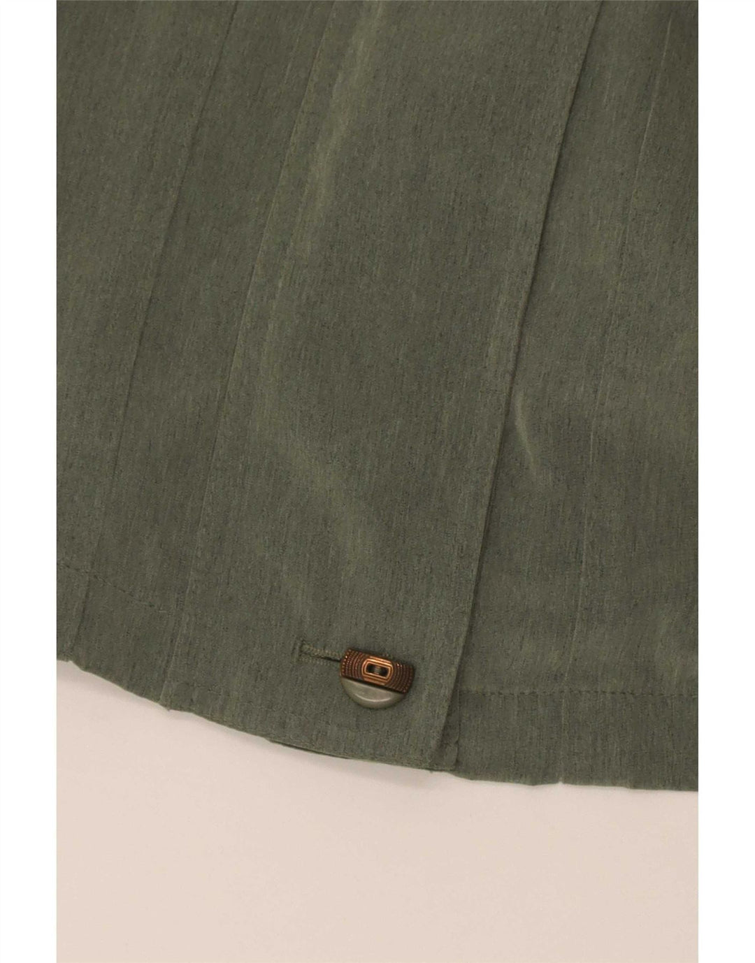 Sobretudo feminino vintage UK 14 grande poliéster verde