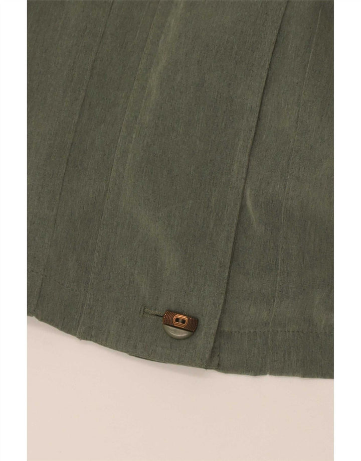 Sobretudo feminino vintage UK 14 grande poliéster verde