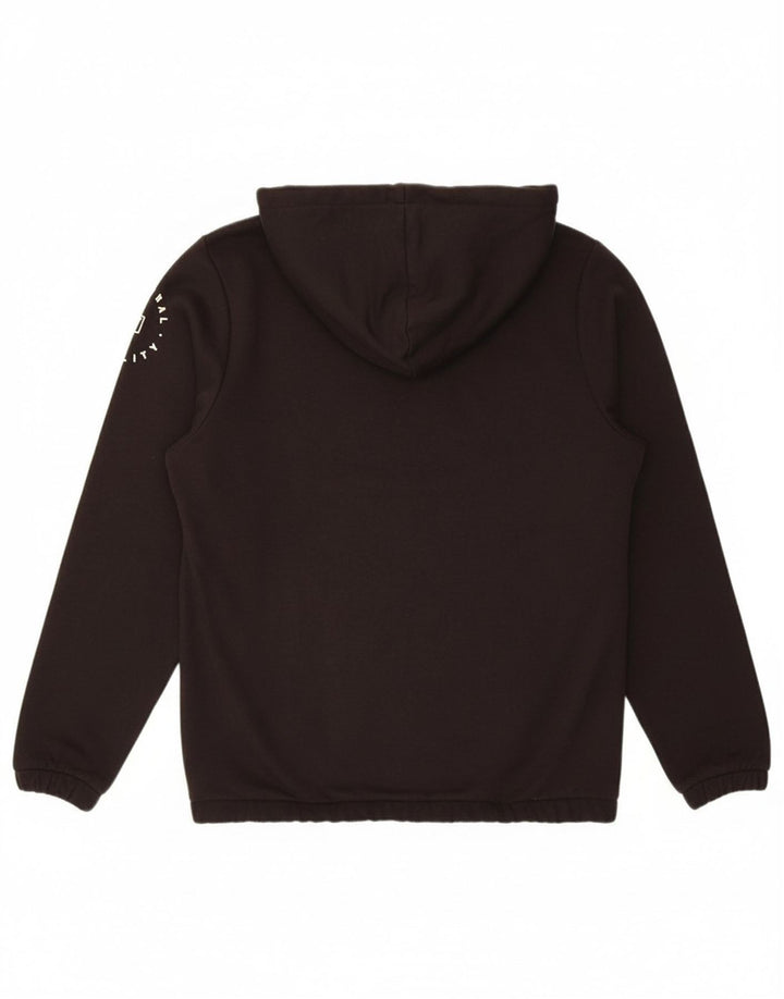 FILA Suéter com capuz gráfico masculino pequeno preto