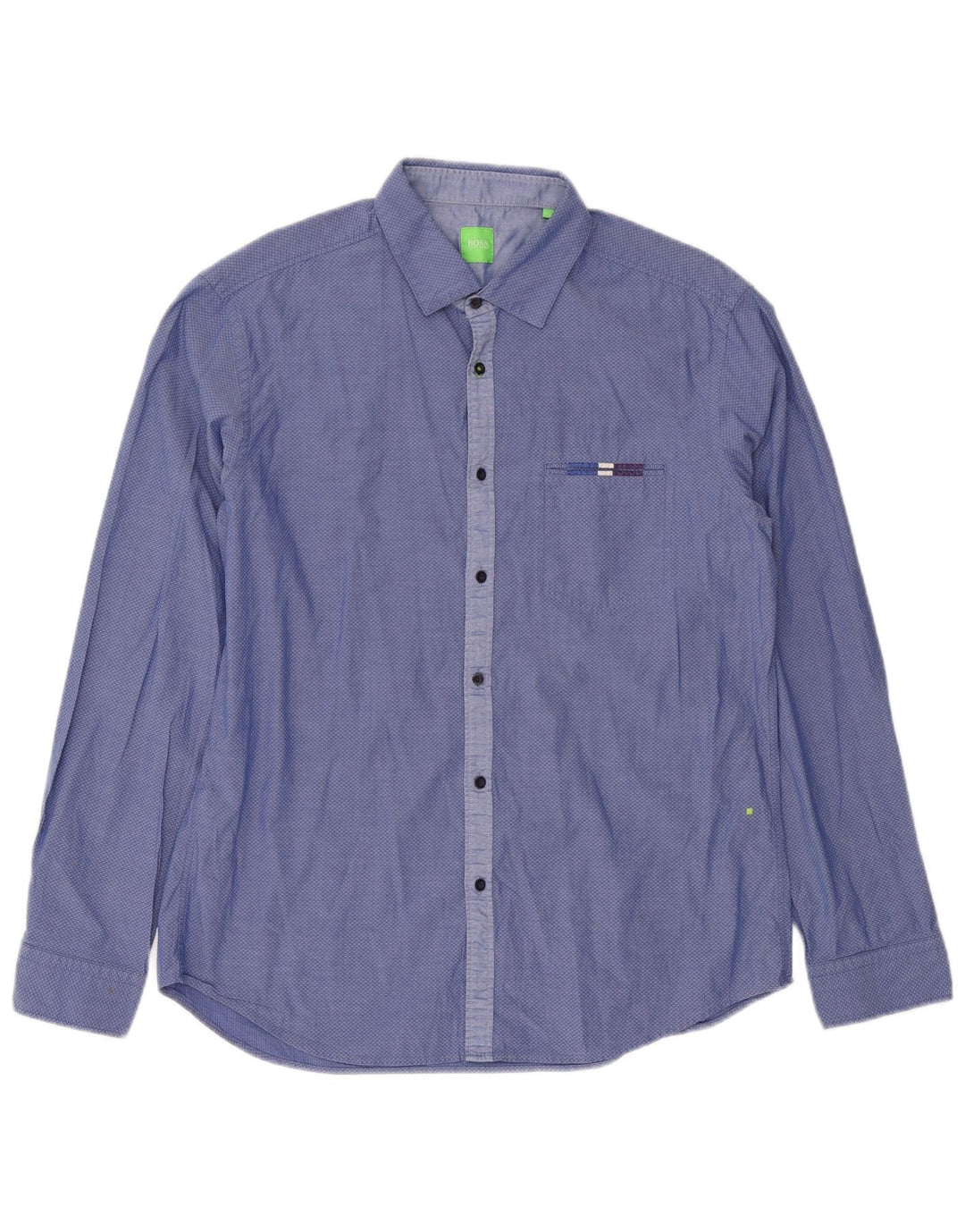 Camisa masculina Hugo Boss XL algodão manchado azul