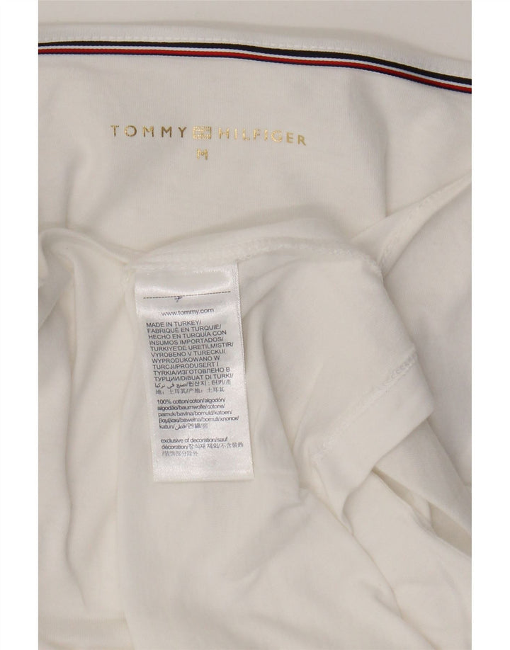 Tommy Hilfiger Top feminino manga 3/4 UK 14 médio algodão branco