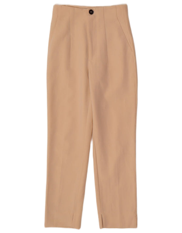 Zara Womens High Waist Tapered Casual Trousers EU 34 2XS W24 L26 Beige