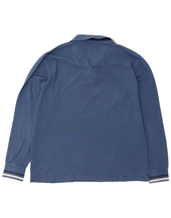 Camisa polo masculina de manga comprida regular Fit Harmont & Blaine 3XL listrada azul