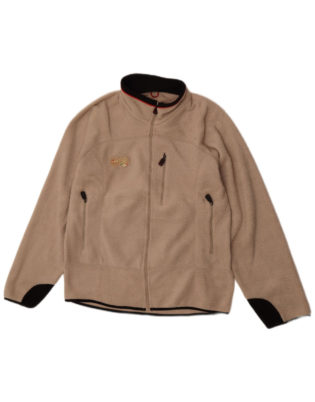 Fila Mens Fleece Jacket UK 40 Grande Poliéster Colourblock Bege