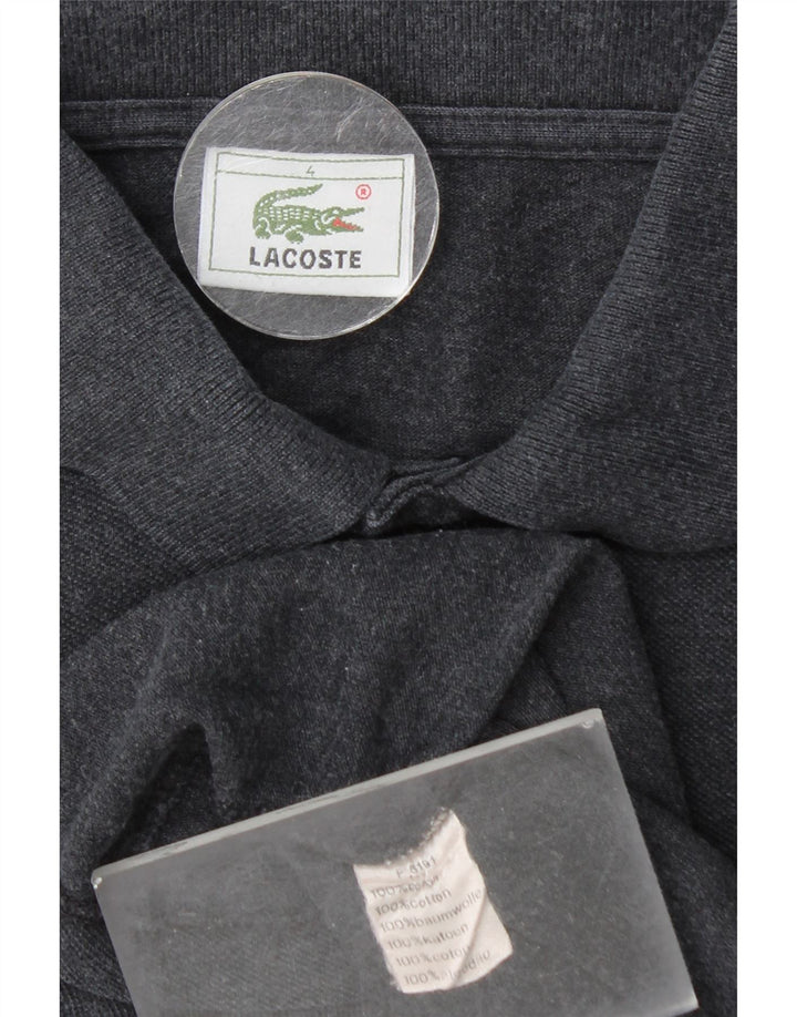 Camisa polo masculina de manga comprida Lacoste tamanho 4 algodão cinza médio