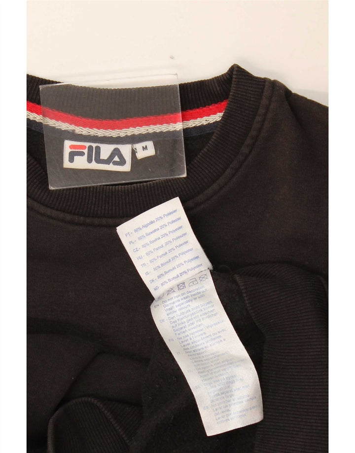 Fila Mens Graphic Moletom Jumper Médio Algodão Preto