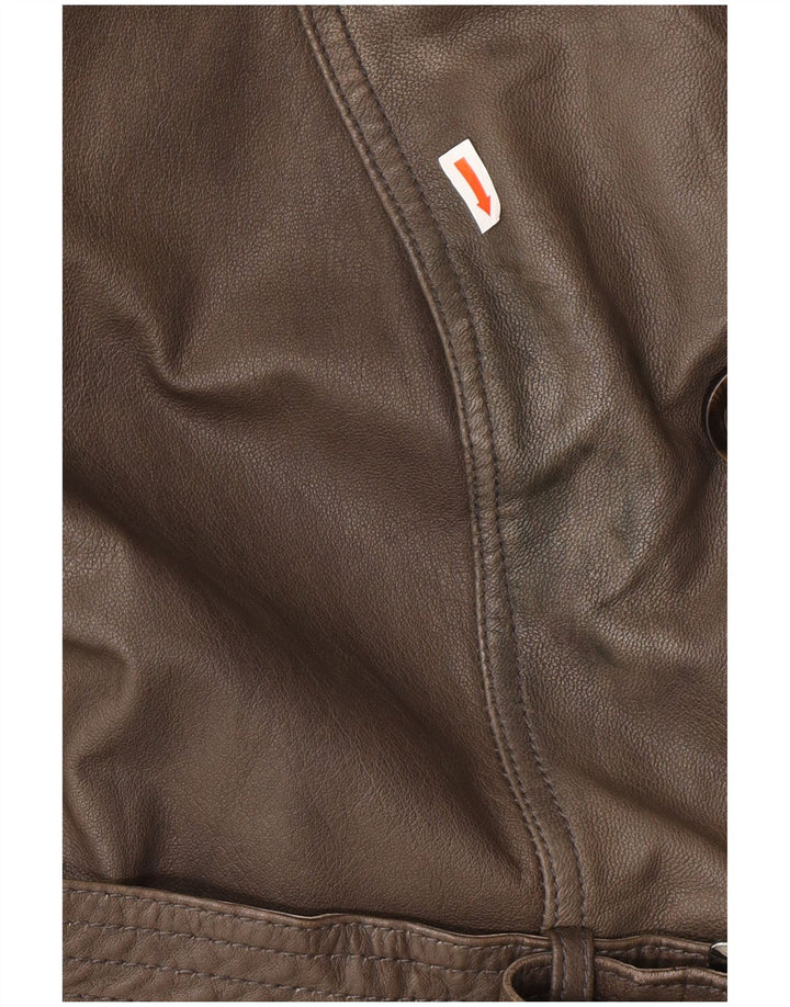 Casaco de couro militar feminino ALBA MODA UK 20 2XL couro marrom