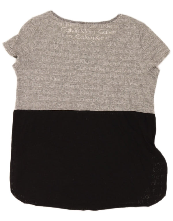 Camiseta feminina estampada Calvin Klein Jeans UK 14 cinza médio colorblock
