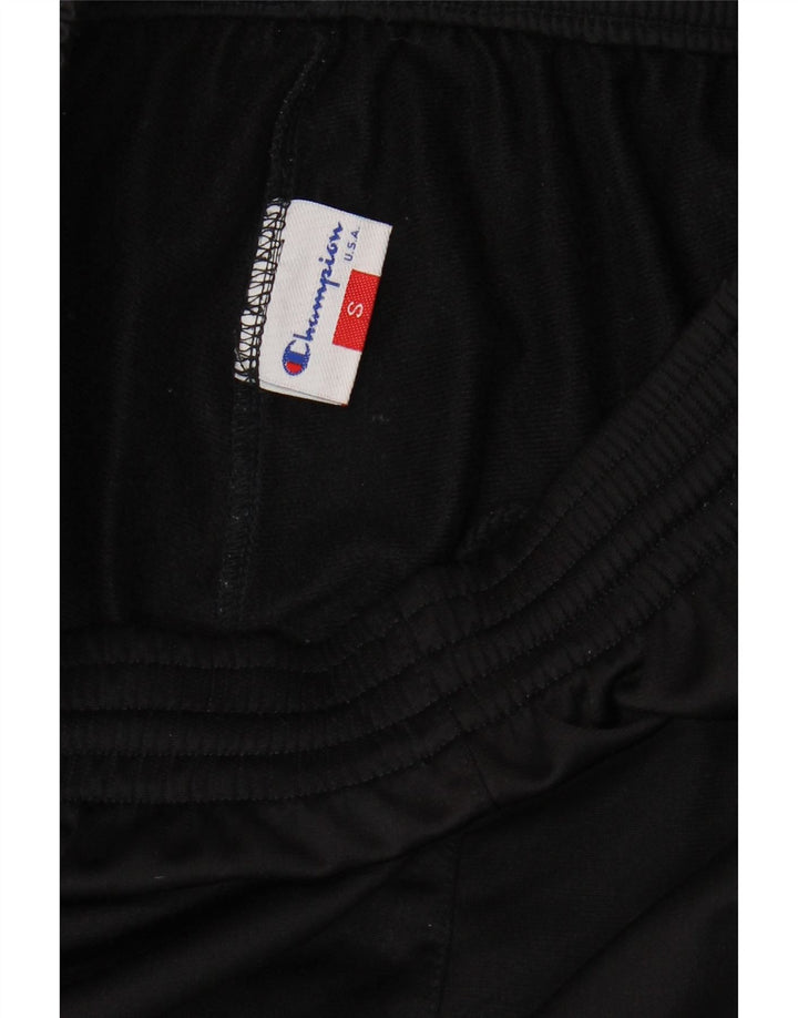 Shorts esportivos masculinos Champion Graphic preto pequeno em poliéster colorido