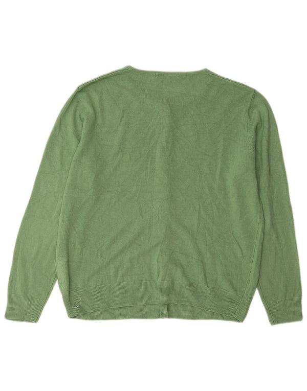 Suéter cardigã feminino Marks & Spencer Reino Unido 14 acrílico floral verde médio
