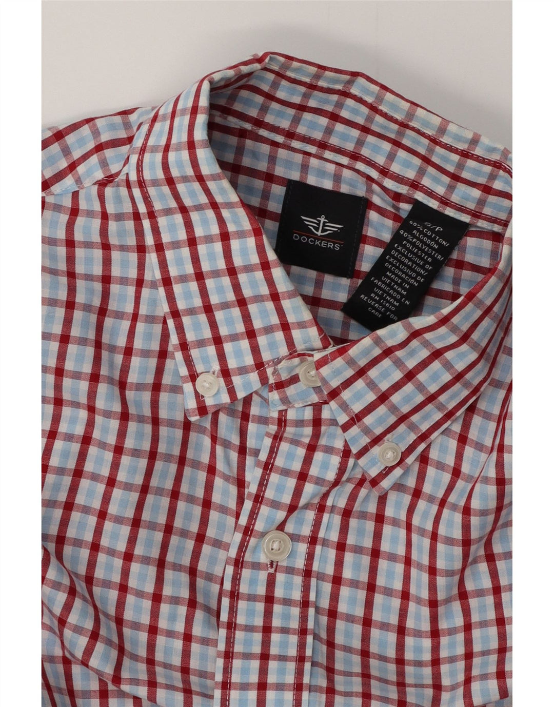 Camisa masculina DOCKERS pequena xadrez multicolorida de algodão
