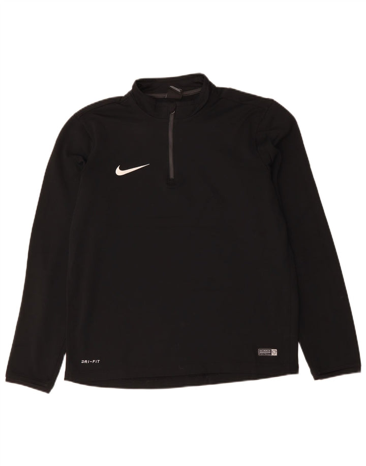 NIKE Masculino Dri Fit Zip Neck Pullover Treino Top Médio Preto Poliéster