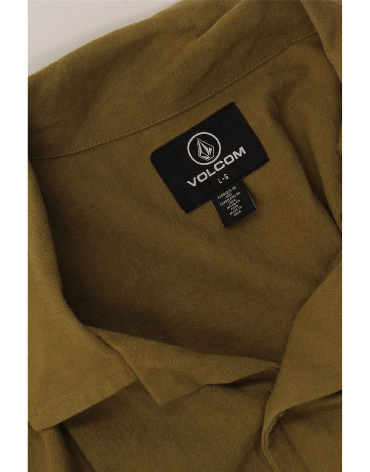 Camisa masculina de manga curta Volcom grande cáqui