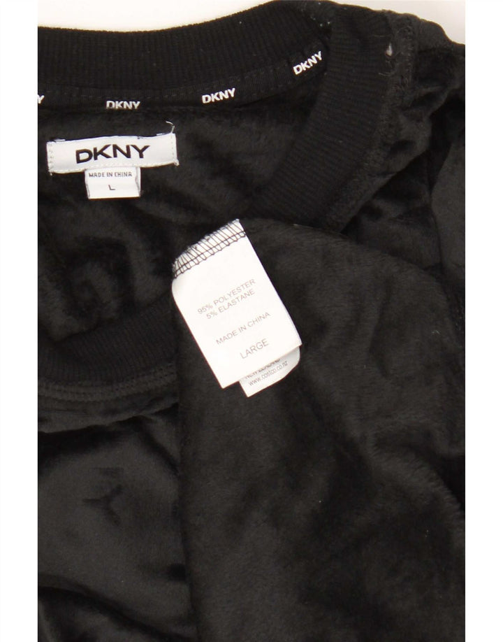 Suéter feminino Dkny de veludo gráfico oversized Reino Unido 16 grande preto