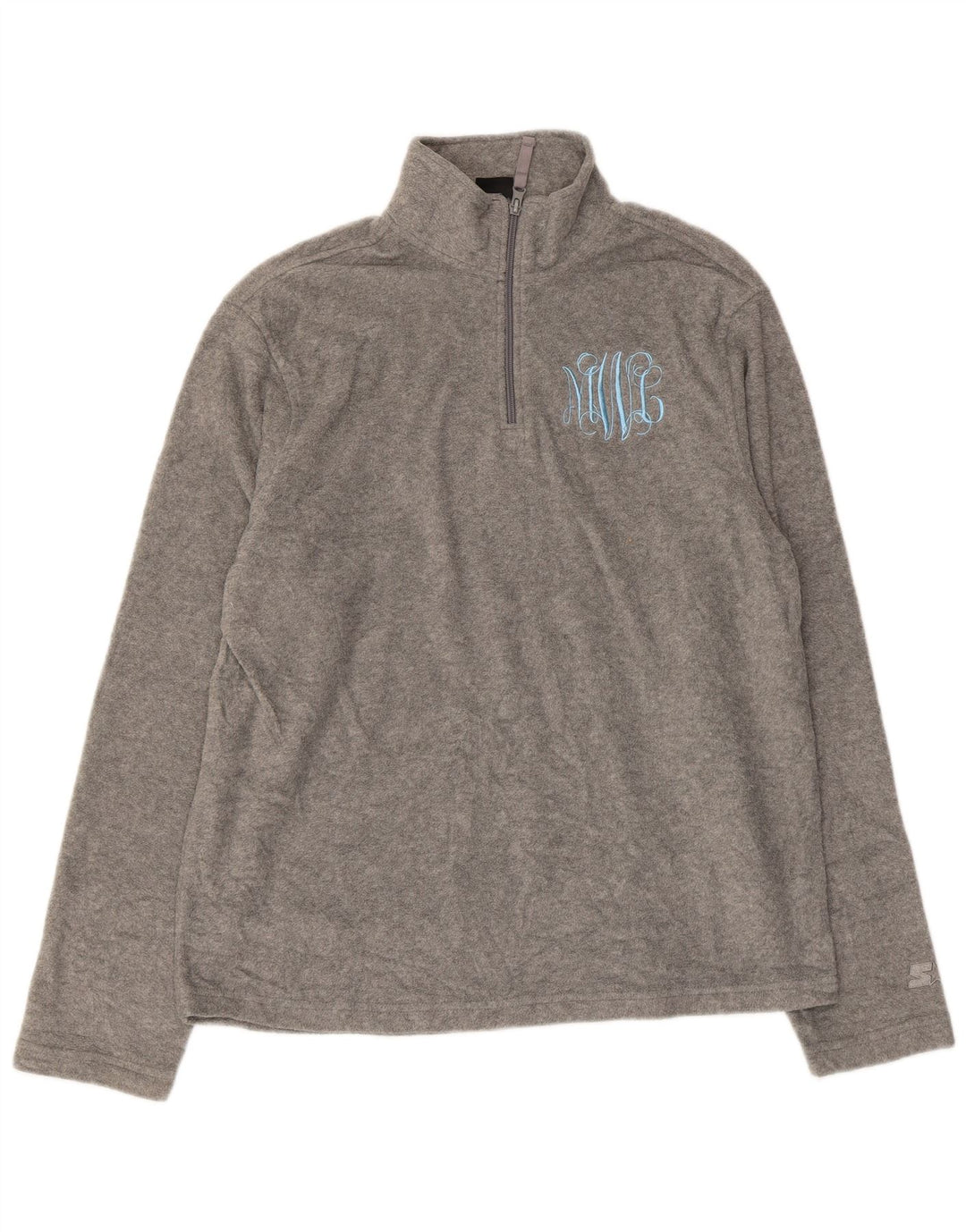 Suéter de lã masculino Starter com gola e zíper gráfico UK 38/40 poliéster cinza médio