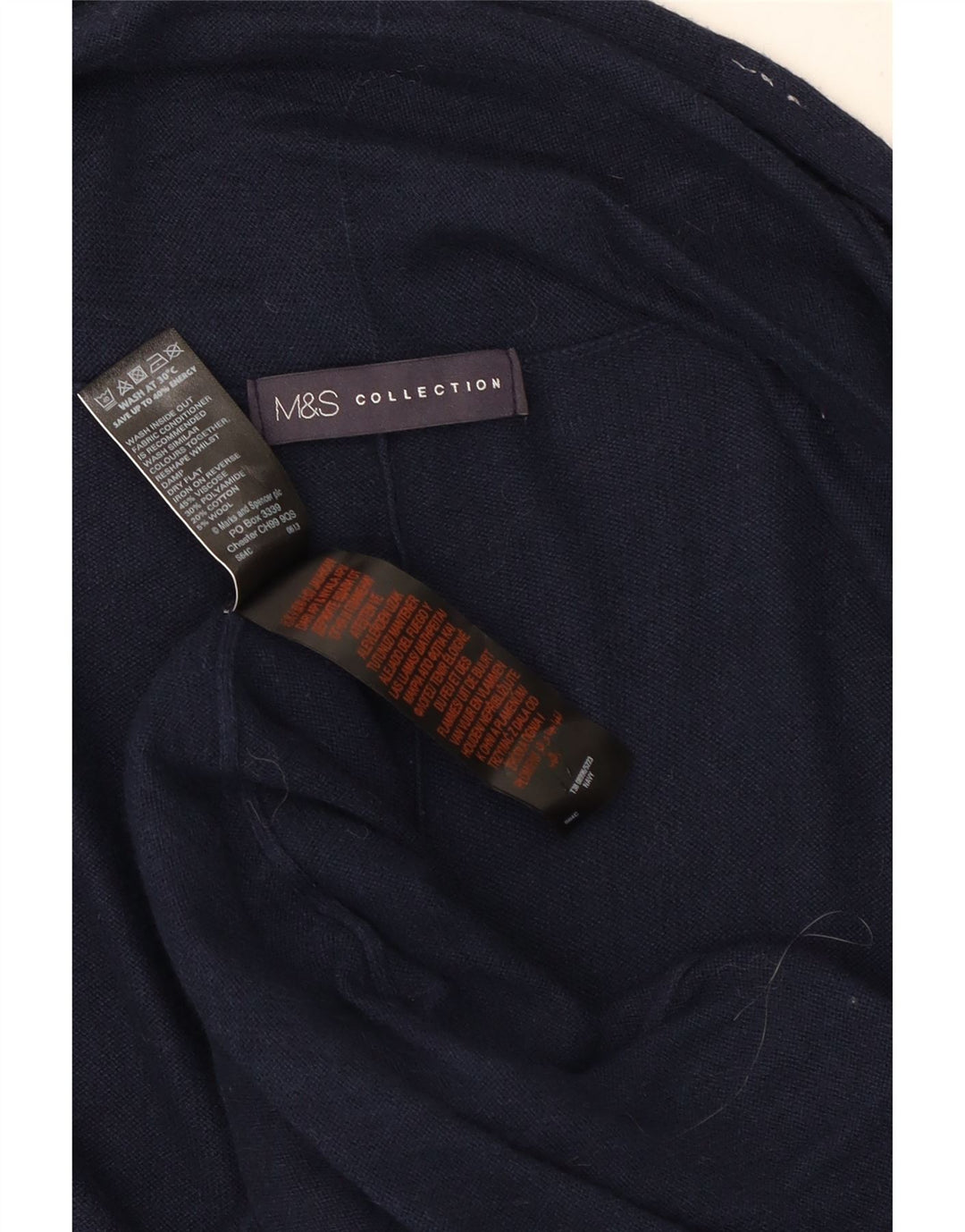 Suéter cardigã aberto feminino Marks & Spencer Longline Reino Unido 10 pequeno azul marinho