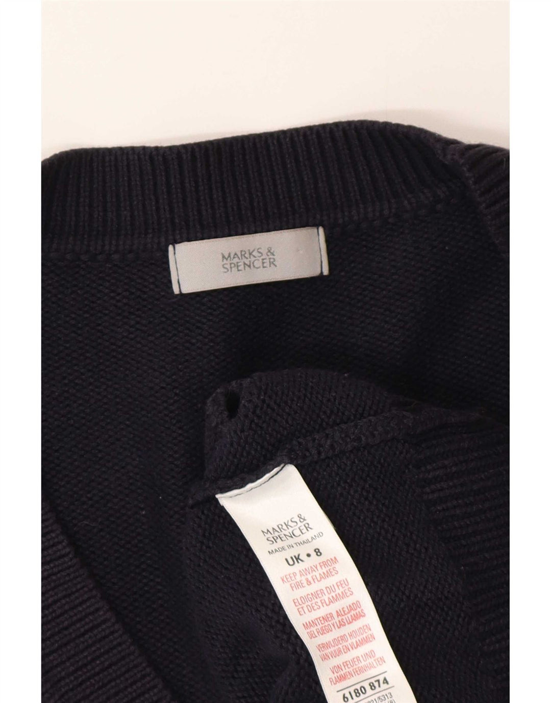 Suéter cardigã feminino grande Marks & Spencer Reino Unido 8 pequeno azul marinho