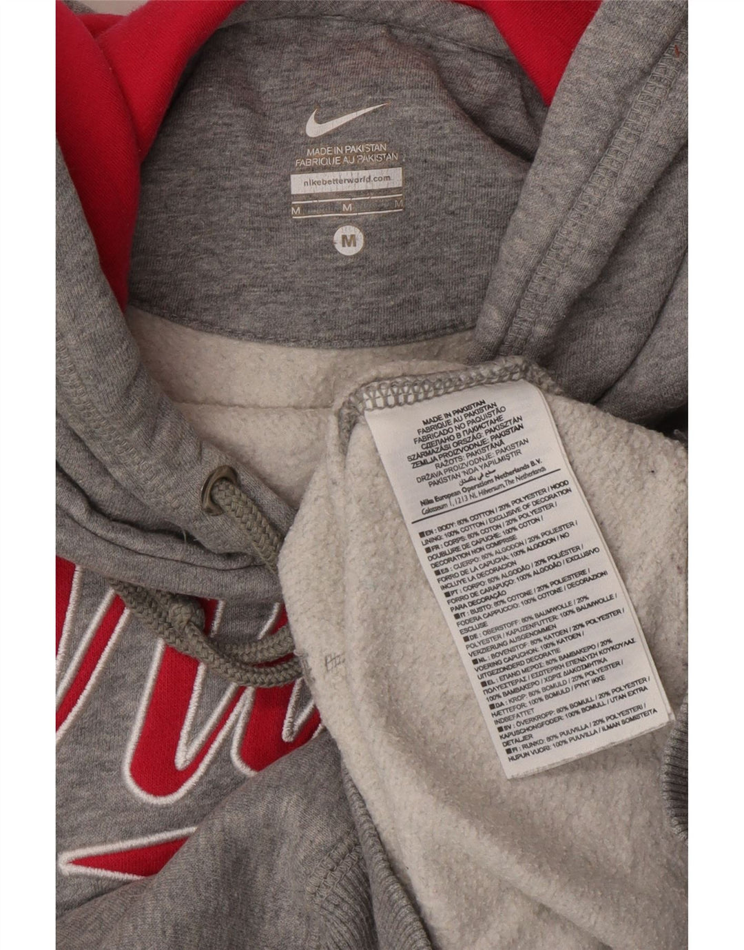 Jumper com capuz gráfico masculino Nike médio cinza algodão
