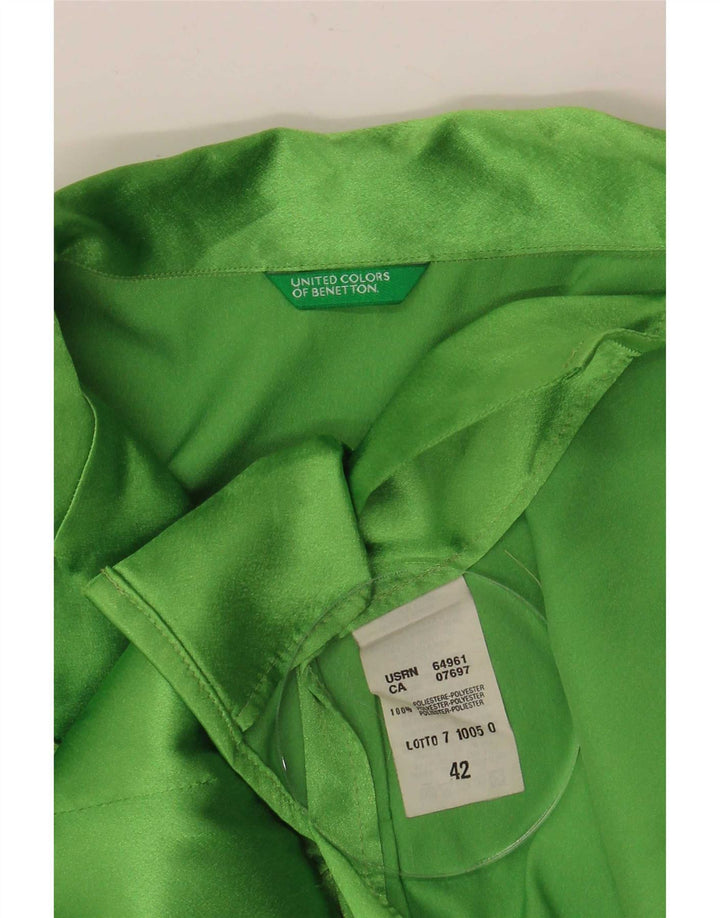 Blusa camisa feminina Benetton IT 42 poliéster verde médio