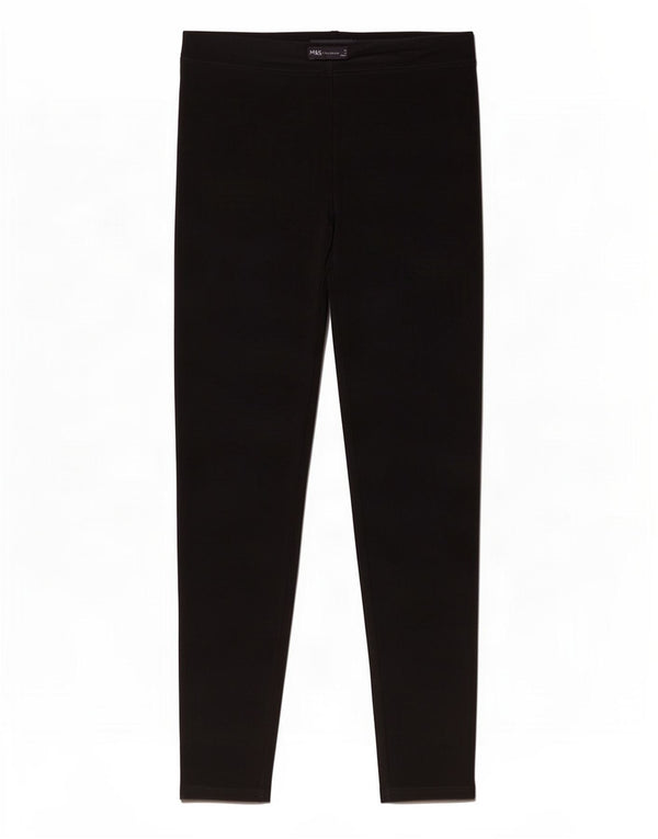Leggings femininos Marks & Spencer Reino Unido 10 pequeno algodão preto