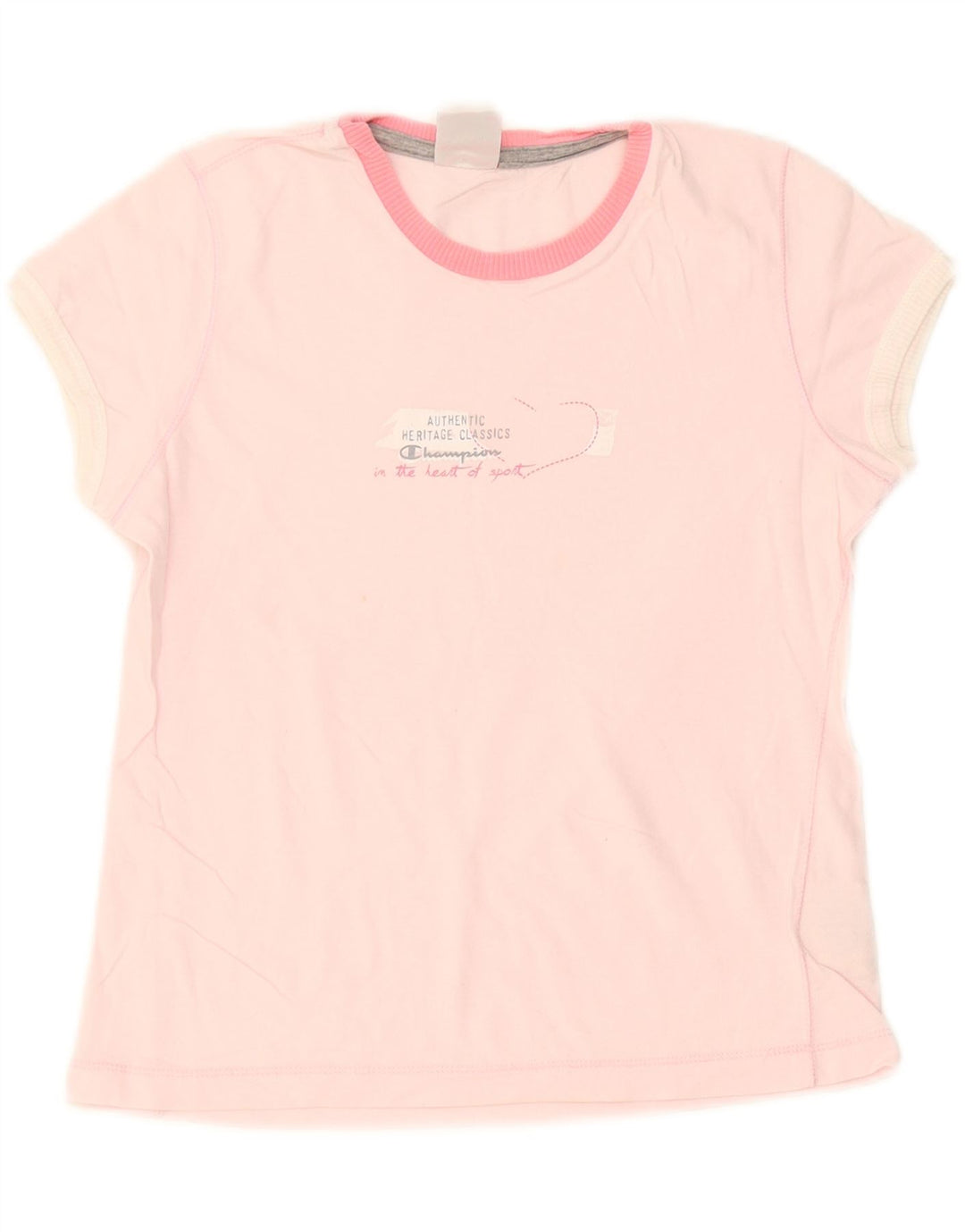 Camiseta feminina Champion Heritage Classics com estampa gráfica UK 12 rosa médio