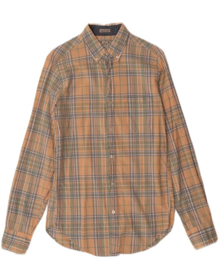 Camisa masculina sob medida J. CREW pequena xadrez laranja