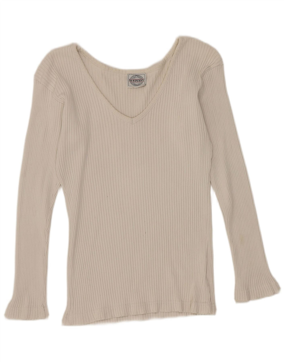 Top feminino Newpenny manga comprida UK 12 médio branco