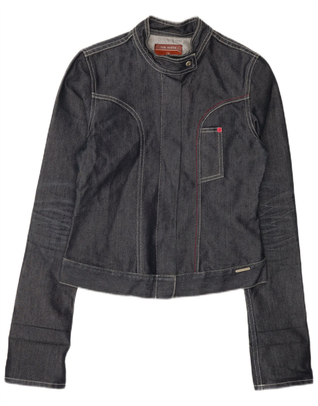 Jaqueta jeans feminina TED BAKER tamanho 2 pequeno algodão cinza