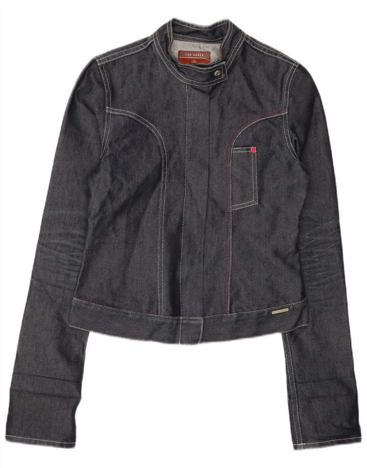 Jaqueta jeans feminina TED BAKER tamanho 2 pequeno algodão cinza